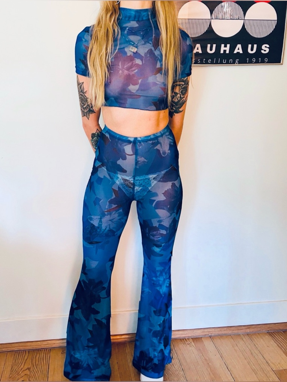 Princess Polly Blue Floral Sheer Flare Set